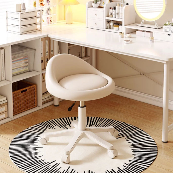 Modern Minimalist Round Upholstered  Microfiber Leather Hardware Vanity Stool Movable Liftable For Bedroom