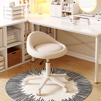 Modern Minimalist Round Upholstered  Microfiber Leather Hardware Vanity Stool Movable Liftable For Bedroom