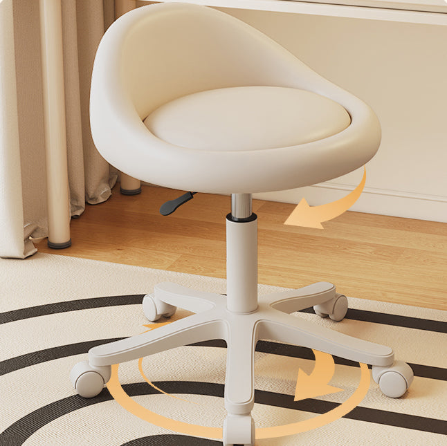 Modern Minimalist Round Upholstered  Microfiber Leather Hardware Vanity Stool Movable Liftable For Bedroom