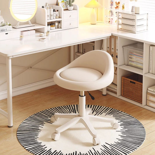 Modern Minimalist Round Upholstered  Microfiber Leather Hardware Vanity Stool Movable Liftable For Bedroom