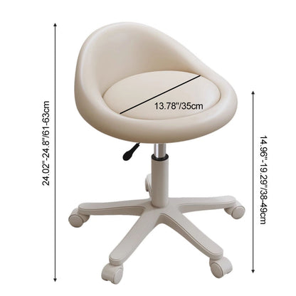 Modern Minimalist Round Upholstered  Microfiber Leather Hardware Vanity Stool Movable Liftable For Bedroom