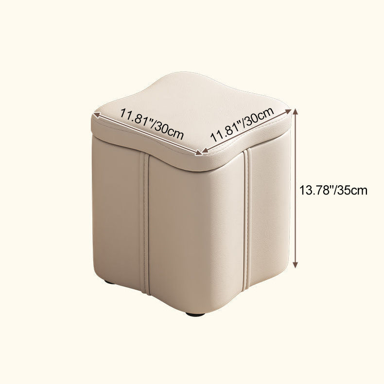Contemporary Nordic Quad Flower Shape Tech Fabric Solid Wood Frame Vanity Stool For Bedroom