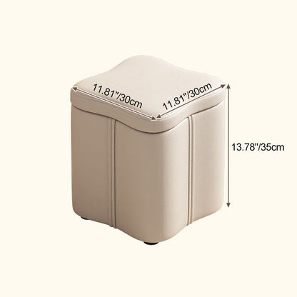 Contemporary Nordic Quad Flower Shape Tech Fabric Solid Wood Frame Vanity Stool For Bedroom
