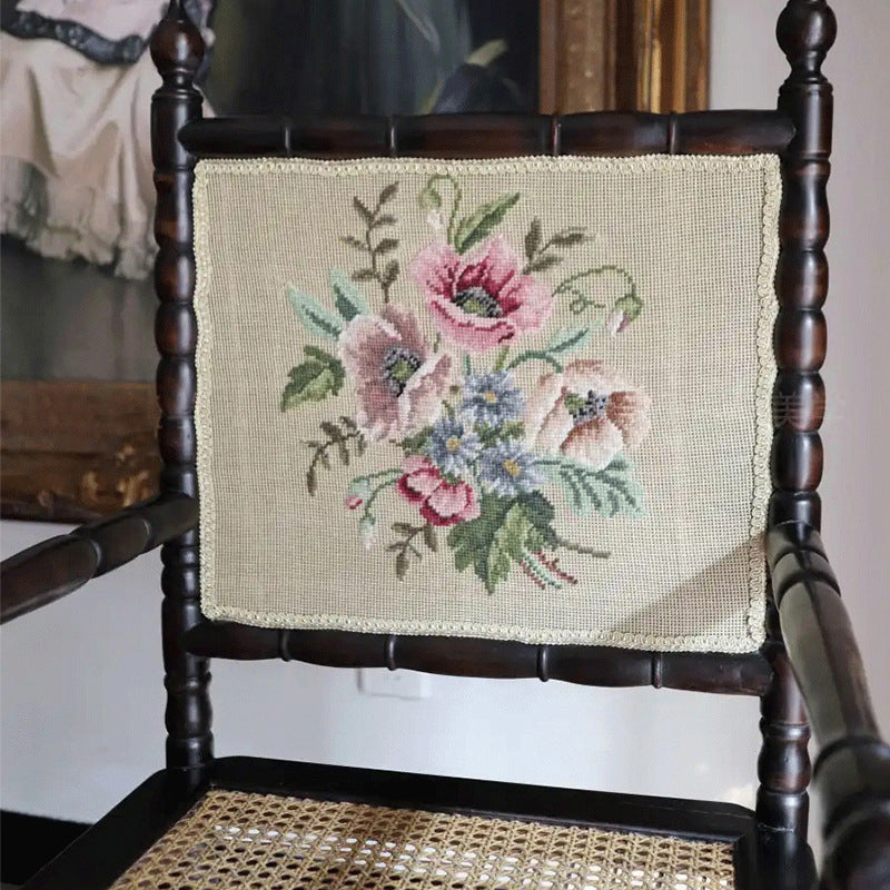 Traditional Vintage Solid Wood Rattan Square Dining Chair Backrest Armrest For Dining Room