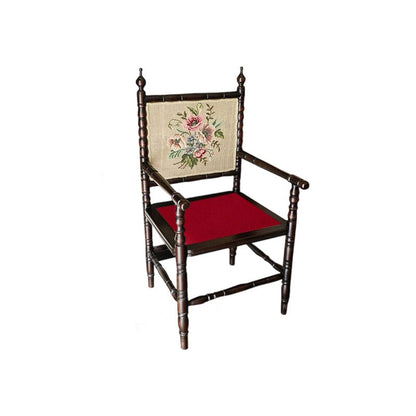 Traditional Vintage Solid Wood Rattan Square Dining Chair Backrest Armrest For Dining Room