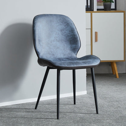 Modern Minimalist Nappa Leather Technical Fabric Carbon Steel Dining Chair Backrest Armless For Dining Room