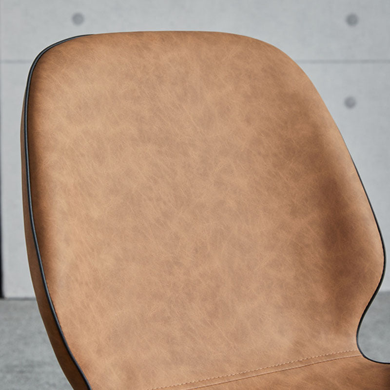 Modern Minimalist Nappa Leather Technical Fabric Carbon Steel Dining Chair Backrest Armless For Dining Room