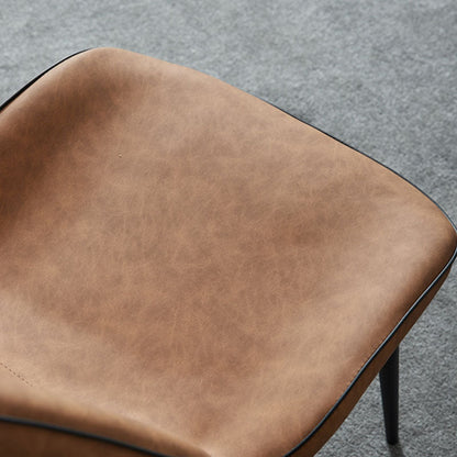 Modern Minimalist Nappa Leather Technical Fabric Carbon Steel Dining Chair Backrest Armless For Dining Room