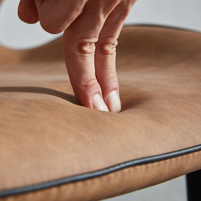 Modern Minimalist Nappa Leather Technical Fabric Carbon Steel Dining Chair Backrest Armless For Dining Room