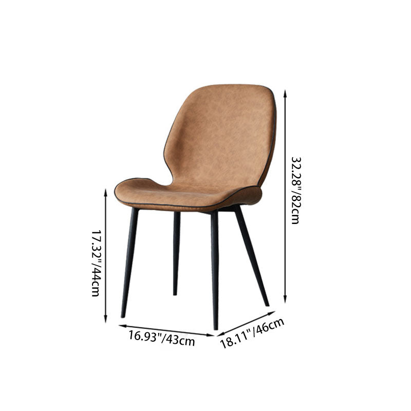 Modern Minimalist Nappa Leather Technical Fabric Carbon Steel Dining Chair Backrest Armless For Dining Room