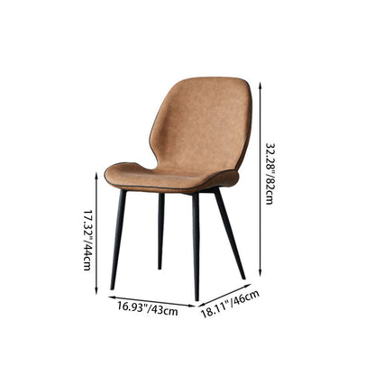 Modern Minimalist Nappa Leather Technical Fabric Carbon Steel Dining Chair Backrest Armless For Dining Room