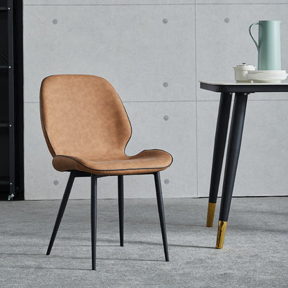 Modern Minimalist Nappa Leather Technical Fabric Carbon Steel Dining Chair Backrest Armless For Dining Room