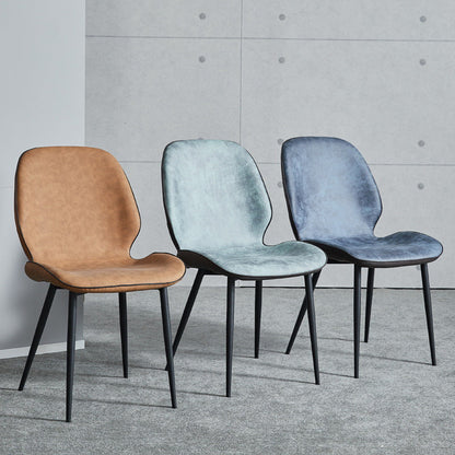 Modern Minimalist Nappa Leather Technical Fabric Carbon Steel Dining Chair Backrest Armless For Dining Room