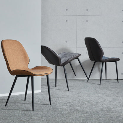 Modern Minimalist Nappa Leather Technical Fabric Carbon Steel Dining Chair Backrest Armless For Dining Room