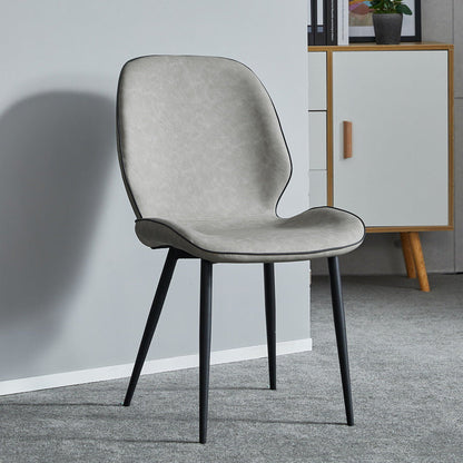 Modern Minimalist Nappa Leather Technical Fabric Carbon Steel Dining Chair Backrest Armless For Dining Room