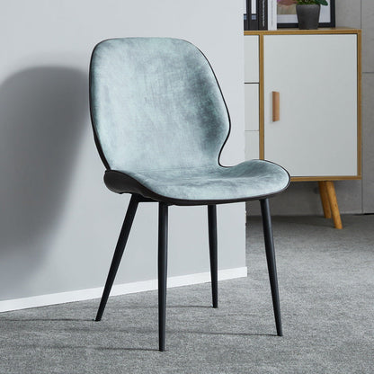 Modern Minimalist Nappa Leather Technical Fabric Carbon Steel Dining Chair Backrest Armless For Dining Room