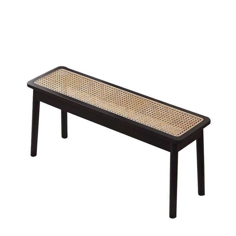 Modern Minimalist Rectangular Solid Wood Polyvinyl Chloride Rattan-Style Dining Chair For Dining Room