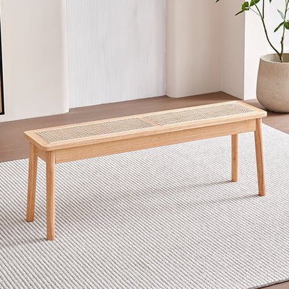 Modern Minimalist Rectangular Solid Wood Polyvinyl Chloride Rattan-Style Dining Chair For Dining Room