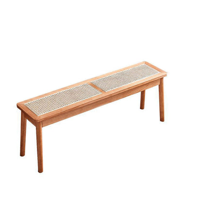 Modern Minimalist Rectangular Solid Wood Polyvinyl Chloride Rattan-Style Dining Chair For Dining Room