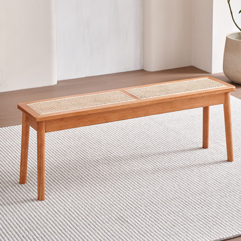 Modern Minimalist Rectangular Solid Wood Polyvinyl Chloride Rattan-Style Dining Chair For Dining Room