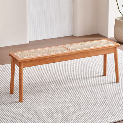 Modern Minimalist Rectangular Solid Wood Polyvinyl Chloride Rattan-Style Dining Chair For Dining Room