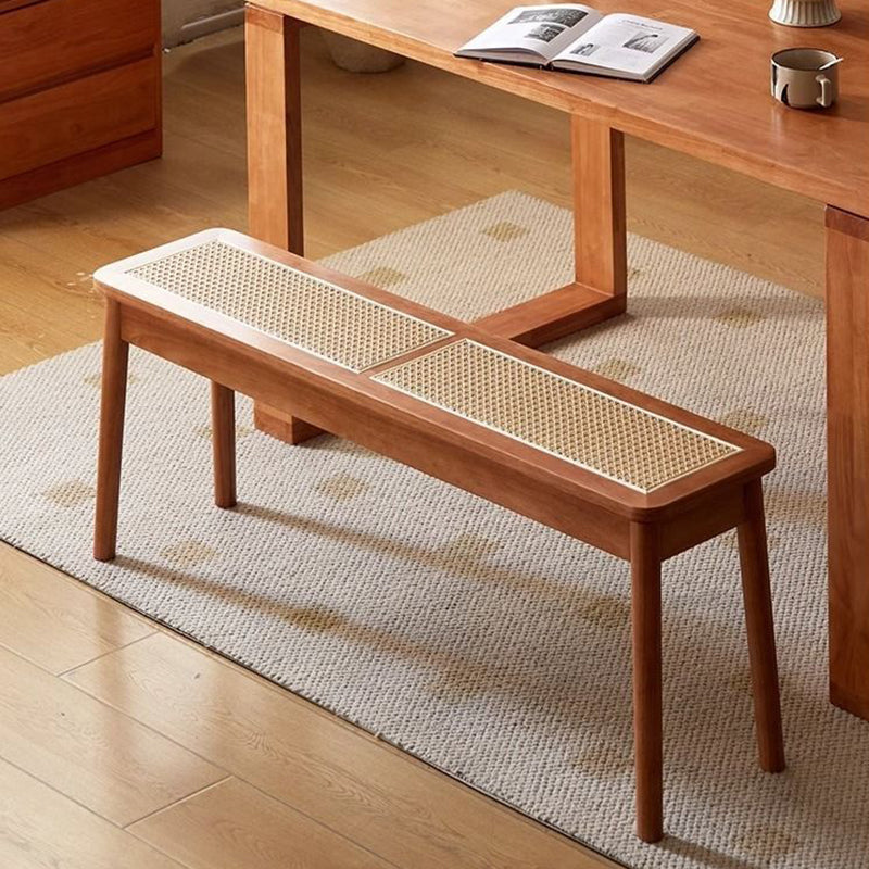 Modern Minimalist Rectangular Solid Wood Polyvinyl Chloride Rattan-Style Dining Chair For Dining Room