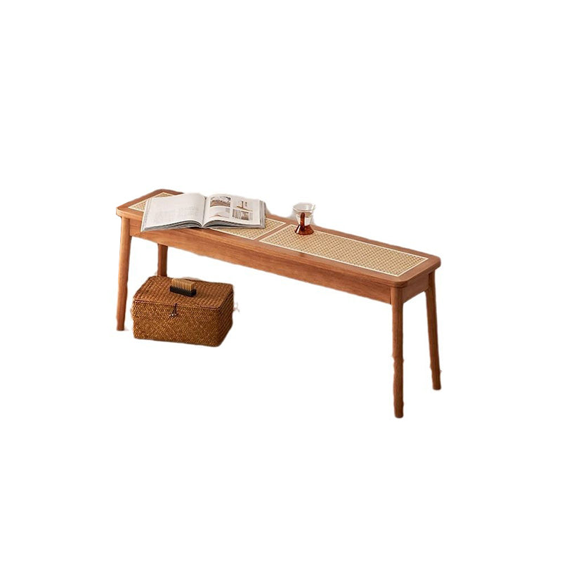 Modern Minimalist Rectangular Solid Wood Polyvinyl Chloride Rattan-Style Dining Chair For Dining Room