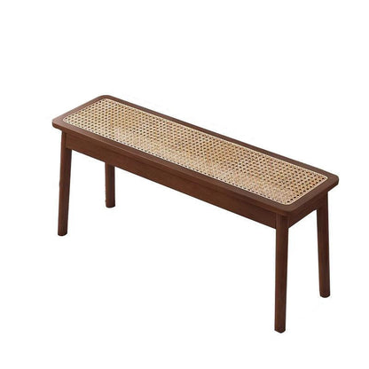 Modern Minimalist Rectangular Solid Wood Polyvinyl Chloride Rattan-Style Dining Chair For Dining Room