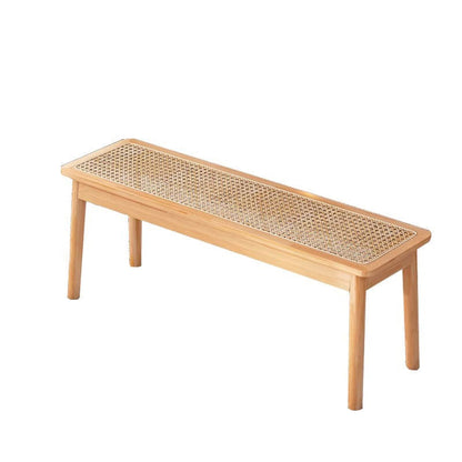 Modern Minimalist Rectangular Solid Wood Polyvinyl Chloride Rattan-Style Dining Chair For Dining Room