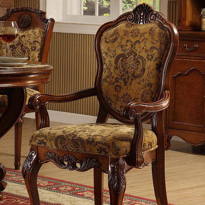 Traditional Vintage Solid Wood Chenille Fabric Sponge Dining Chair Backrest Armrest For Dining Room