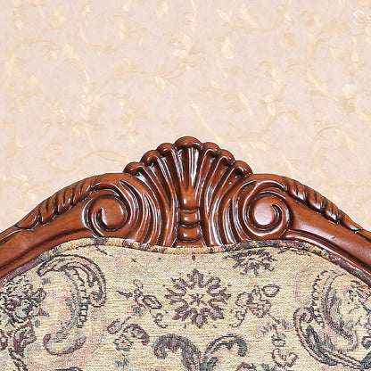Traditional Vintage Solid Wood Chenille Fabric Sponge Dining Chair Backrest Armrest For Dining Room