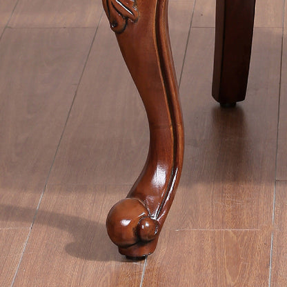 Traditional Vintage Solid Wood Chenille Fabric Sponge Dining Chair Backrest Armrest For Dining Room