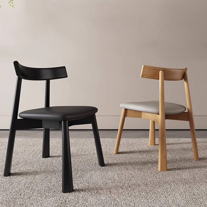 Modern Minimalist Solid Wood Dining Chair Cat Scratch Leather Backrest For Dining Room