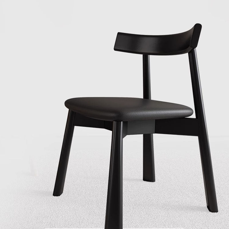 Modern Minimalist Solid Wood Dining Chair Cat Scratch Leather Backrest For Dining Room