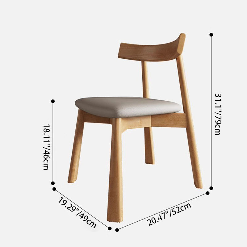 Modern Minimalist Solid Wood Dining Chair Cat Scratch Leather Backrest For Dining Room