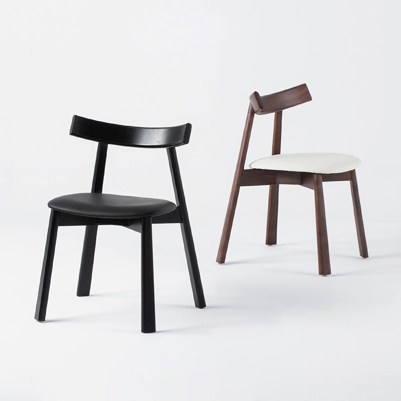 Modern Minimalist Solid Wood Dining Chair Cat Scratch Leather Backrest For Dining Room