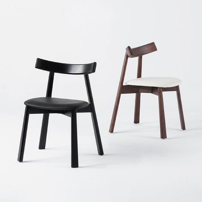 Modern Minimalist Solid Wood Dining Chair Cat Scratch Leather Backrest For Dining Room