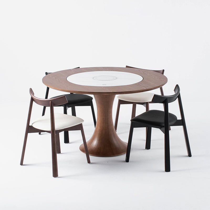 Modern Minimalist Solid Wood Dining Chair Cat Scratch Leather Backrest For Dining Room