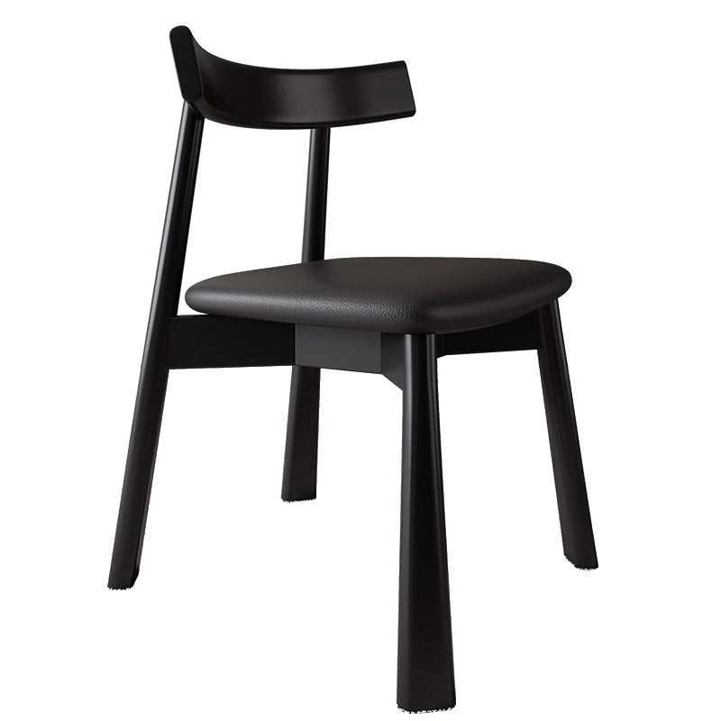 Modern Minimalist Solid Wood Dining Chair Cat Scratch Leather Backrest For Dining Room