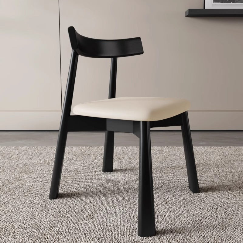 Modern Minimalist Solid Wood Dining Chair Cat Scratch Leather Backrest For Dining Room
