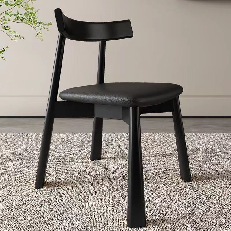 Modern Minimalist Solid Wood Dining Chair Cat Scratch Leather Backrest For Dining Room