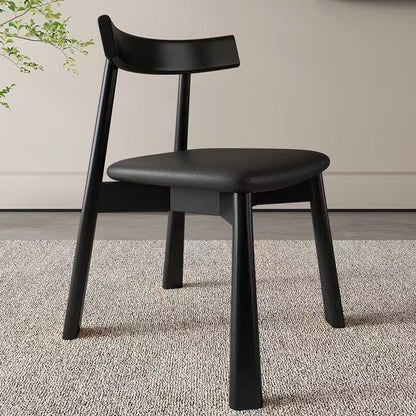 Modern Minimalist Solid Wood Dining Chair Cat Scratch Leather Backrest For Dining Room