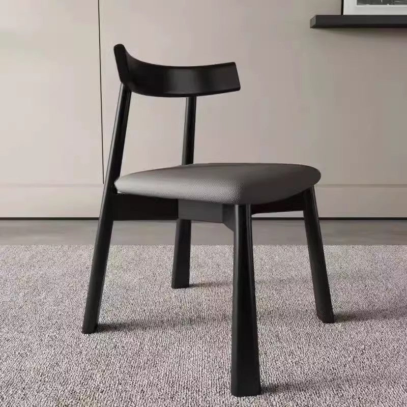 Modern Minimalist Solid Wood Dining Chair Cat Scratch Leather Backrest For Dining Room