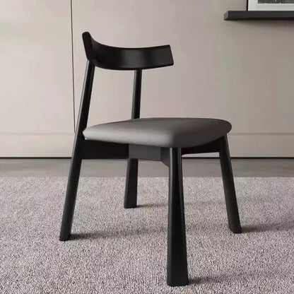 Modern Minimalist Solid Wood Dining Chair Cat Scratch Leather Backrest For Dining Room