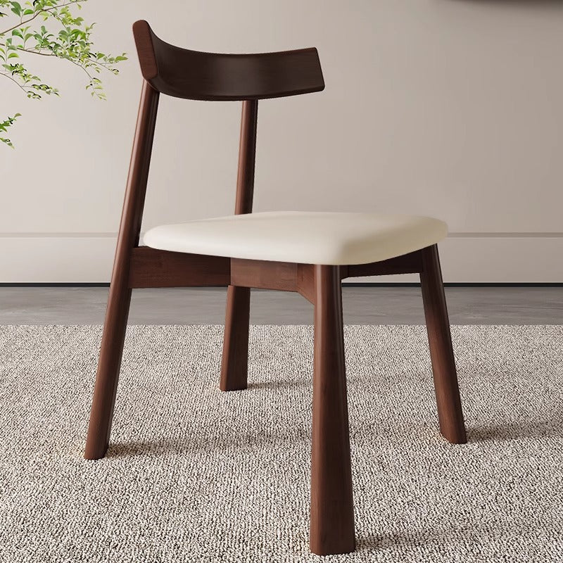 Modern Minimalist Solid Wood Dining Chair Cat Scratch Leather Backrest For Dining Room