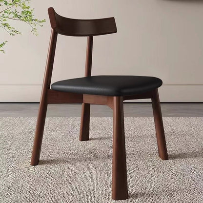 Modern Minimalist Solid Wood Dining Chair Cat Scratch Leather Backrest For Dining Room
