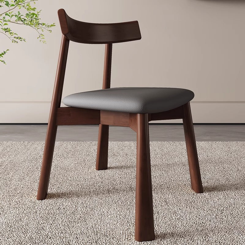 Modern Minimalist Solid Wood Dining Chair Cat Scratch Leather Backrest For Dining Room