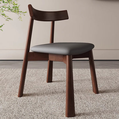 Modern Minimalist Solid Wood Dining Chair Cat Scratch Leather Backrest For Dining Room