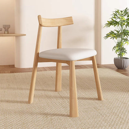 Modern Minimalist Solid Wood Dining Chair Cat Scratch Leather Backrest For Dining Room