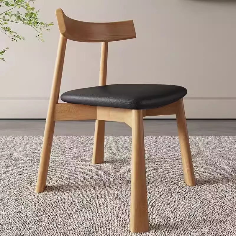 Modern Minimalist Solid Wood Dining Chair Cat Scratch Leather Backrest For Dining Room